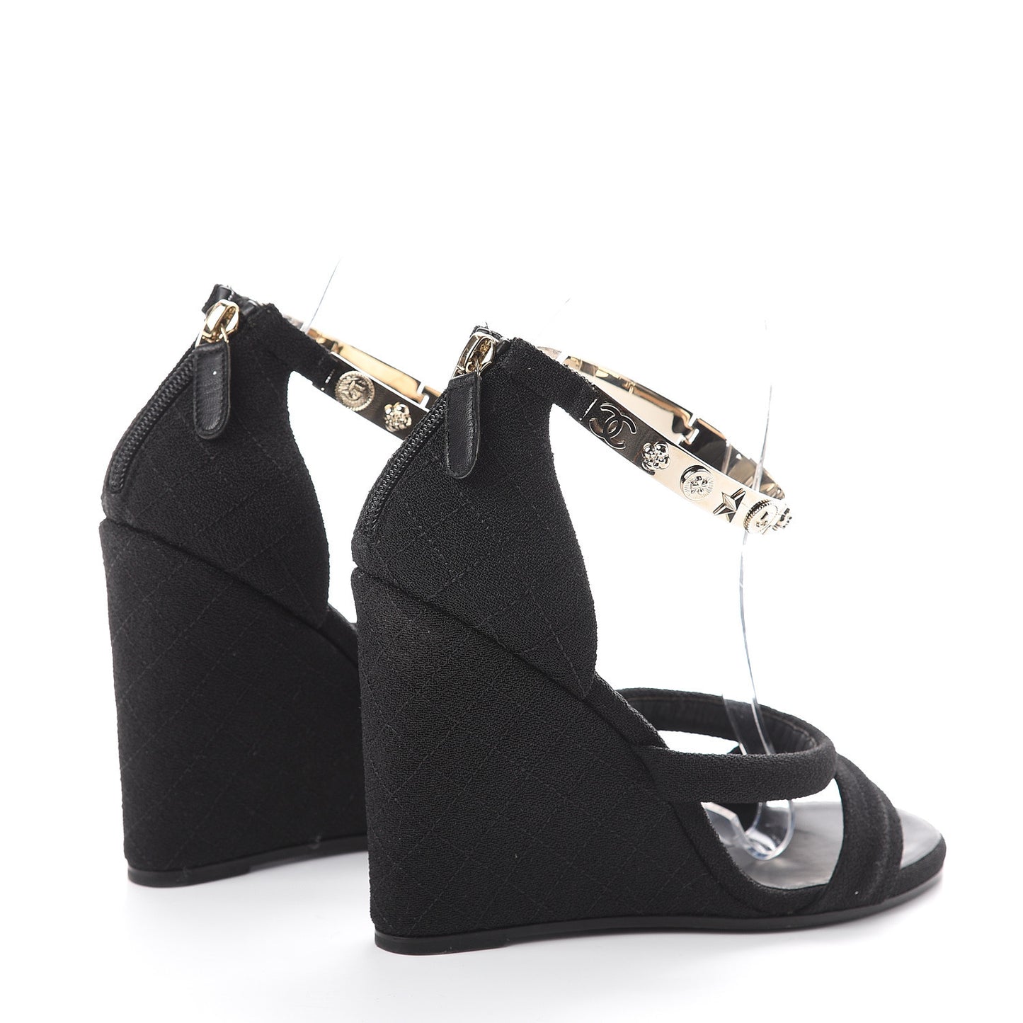Fantasy Fabric Charms Wedge Sandals 40 Black
