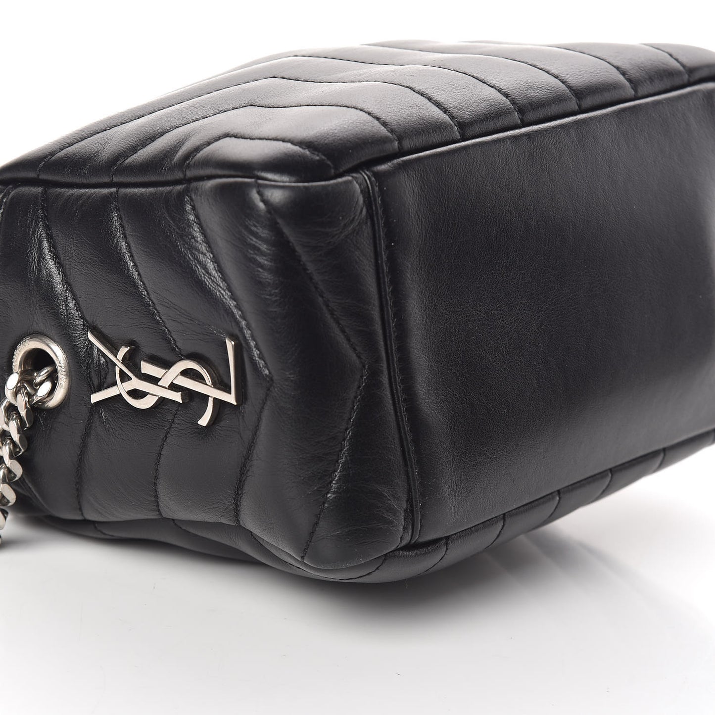 Calfskin Y Quilted Monogram Small Loulou Bowling Bag Black