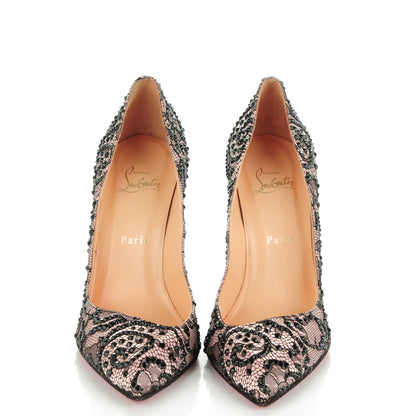 Christian Louboutin Strass Lace Jazz Calf Corneille 100 Pumps 40 Black 2 of 6