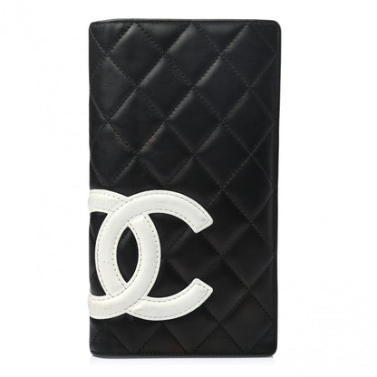 Chanel Calfskin Quilted Cambon Yen Wallet Black White 1 of 9