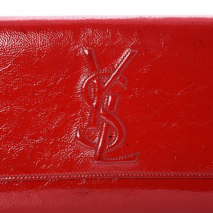 Saint Laurent Textured Patent Monogram Large Belle De Jour Clutch Red 6 of 10