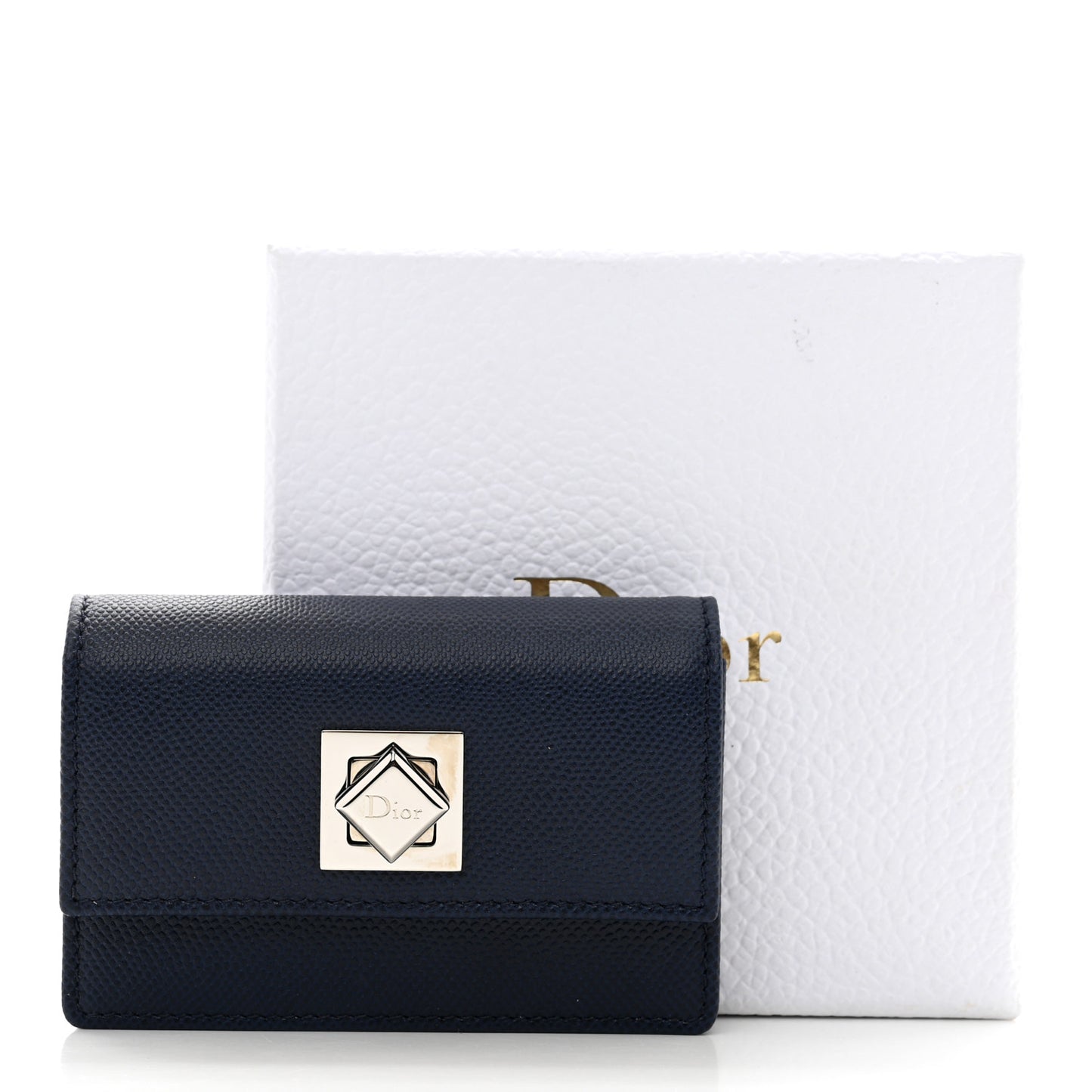 Grained Calfskin Turn Me Envelope Gusseted Card Holder Navy