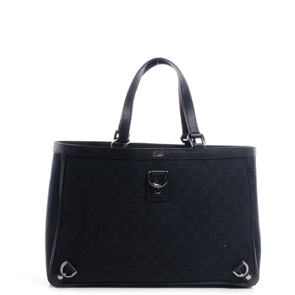 Gucci Denim Monogram Large Abbey Tote Black 1 of 7