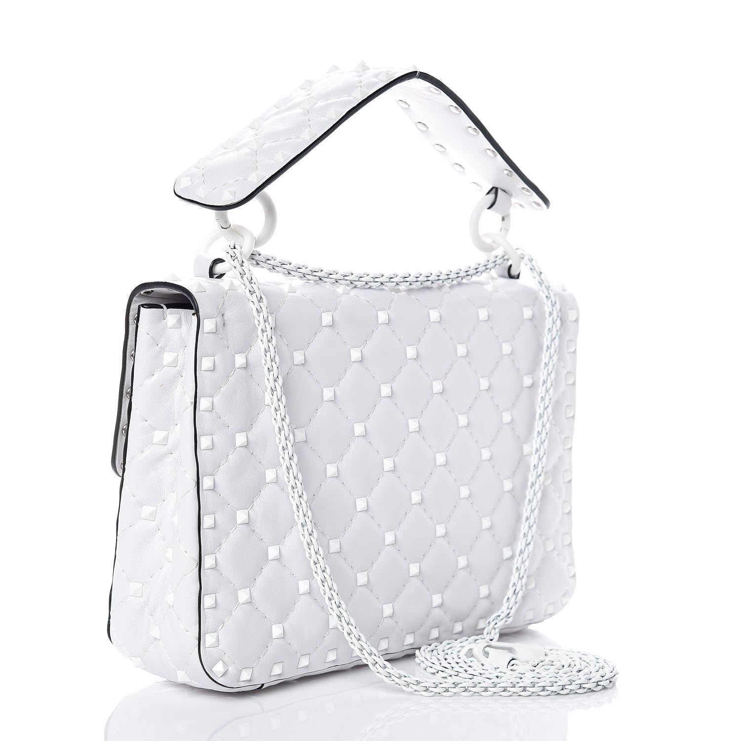 Valentino Garavani Lambskin Medium Free Rockstud Spike Shoulder Bag Optic White 3 of 10