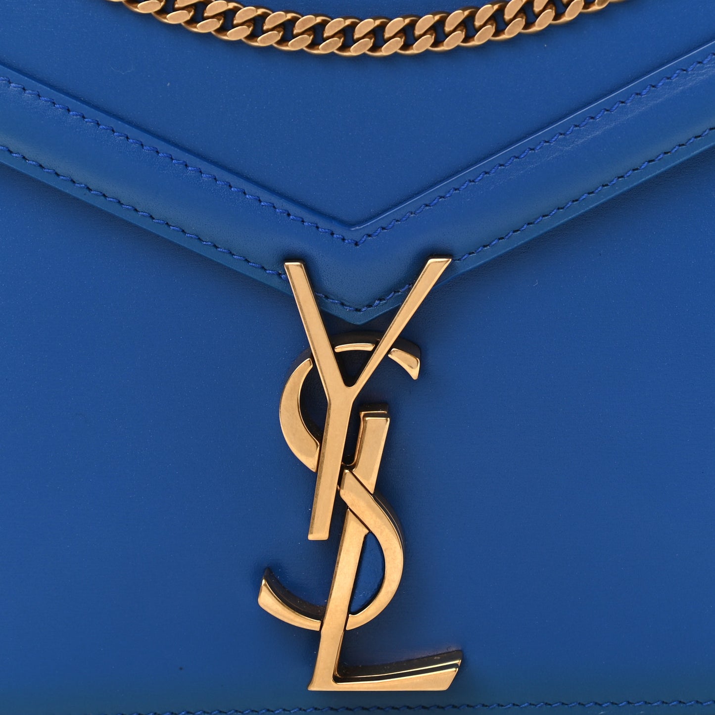 Smooth Calfskin Monogram Cassandra Clasp Bag Blue Majorelle