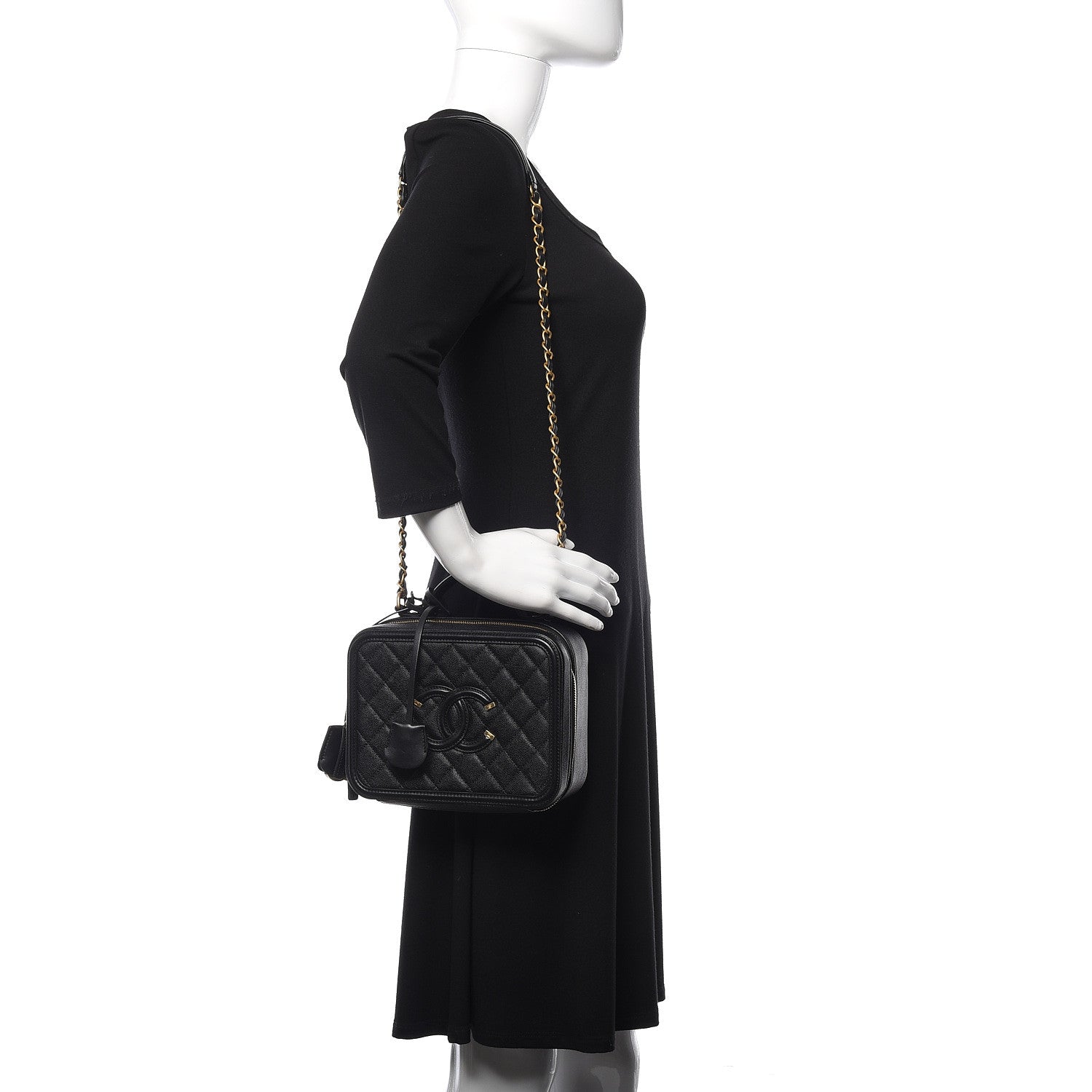 Chanel Caviar Quilted Medium CC Filigree Vanity Case Black 2 of 13