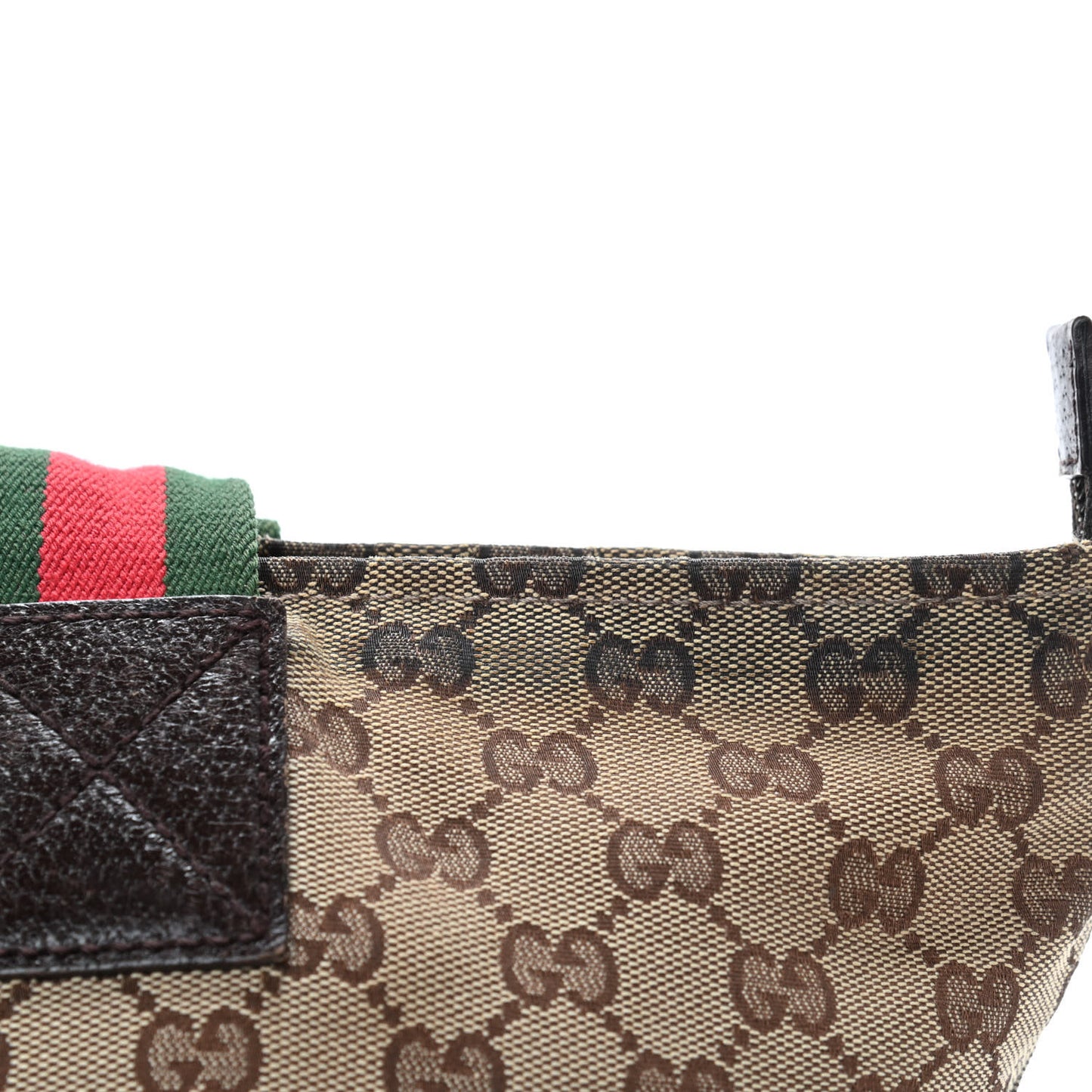 GG Monogram Medium Web Handle Bucket Tote Dark Brown