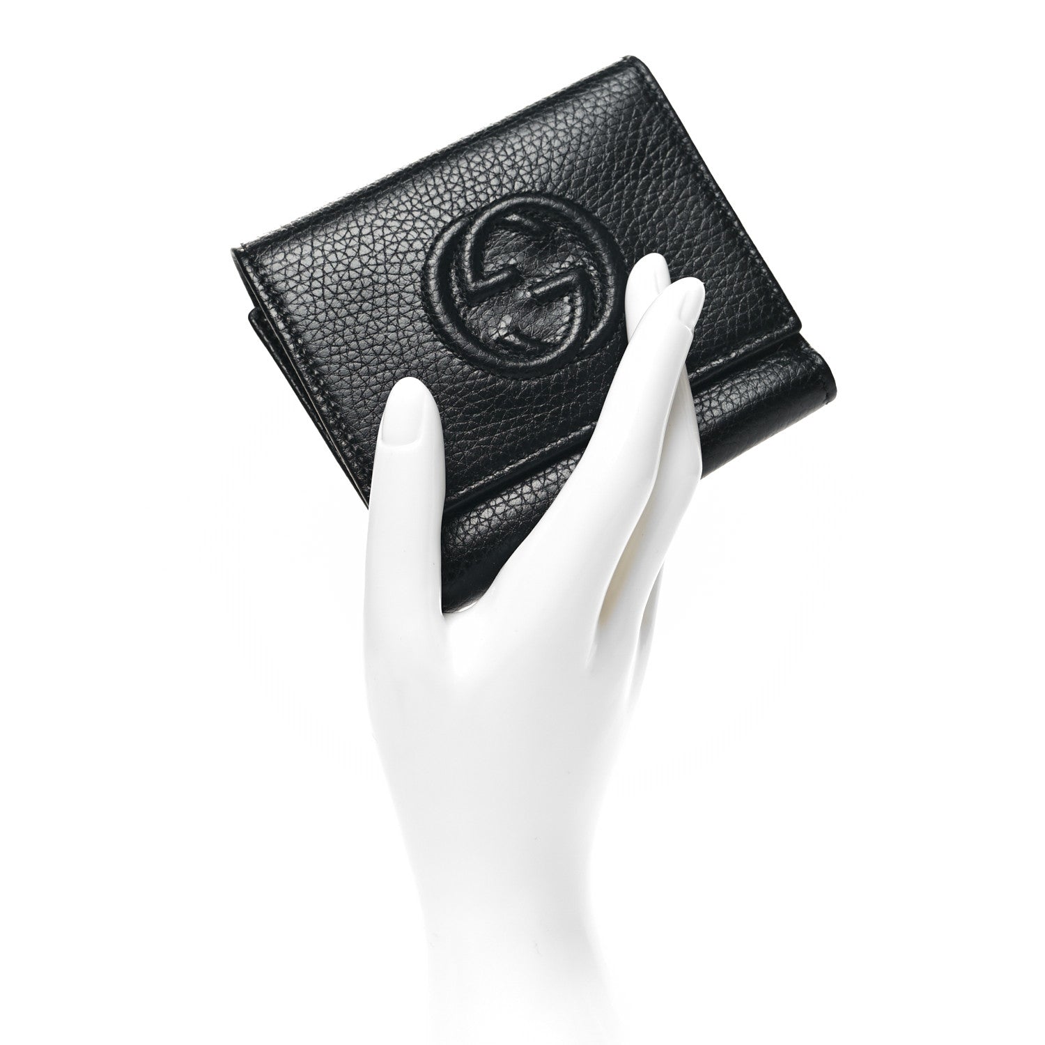 Gucci Pebbled Calfskin Soho Compact Flap Wallet Black 2 of 10