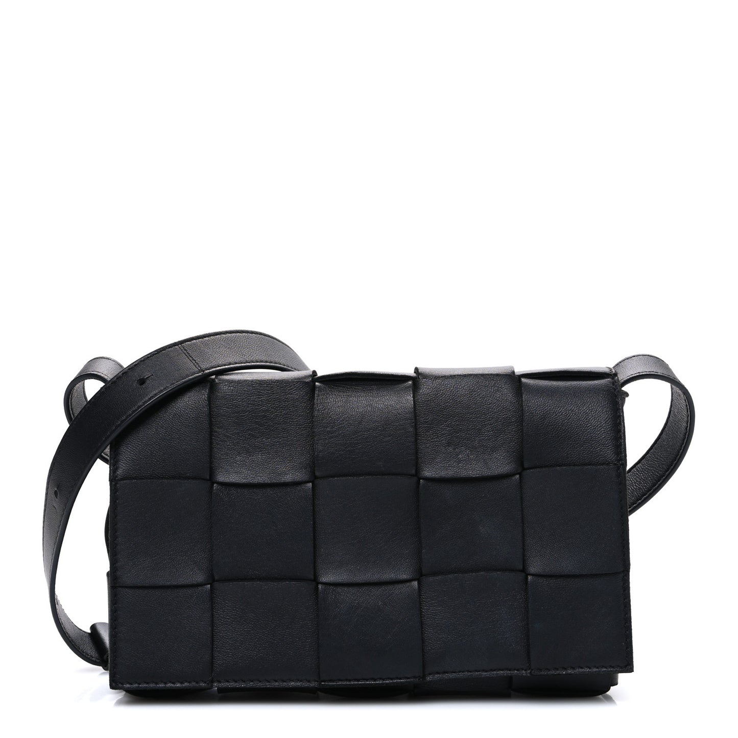 Lambskin Maxi Intrecciato Cassette Crossbody Bag Black
