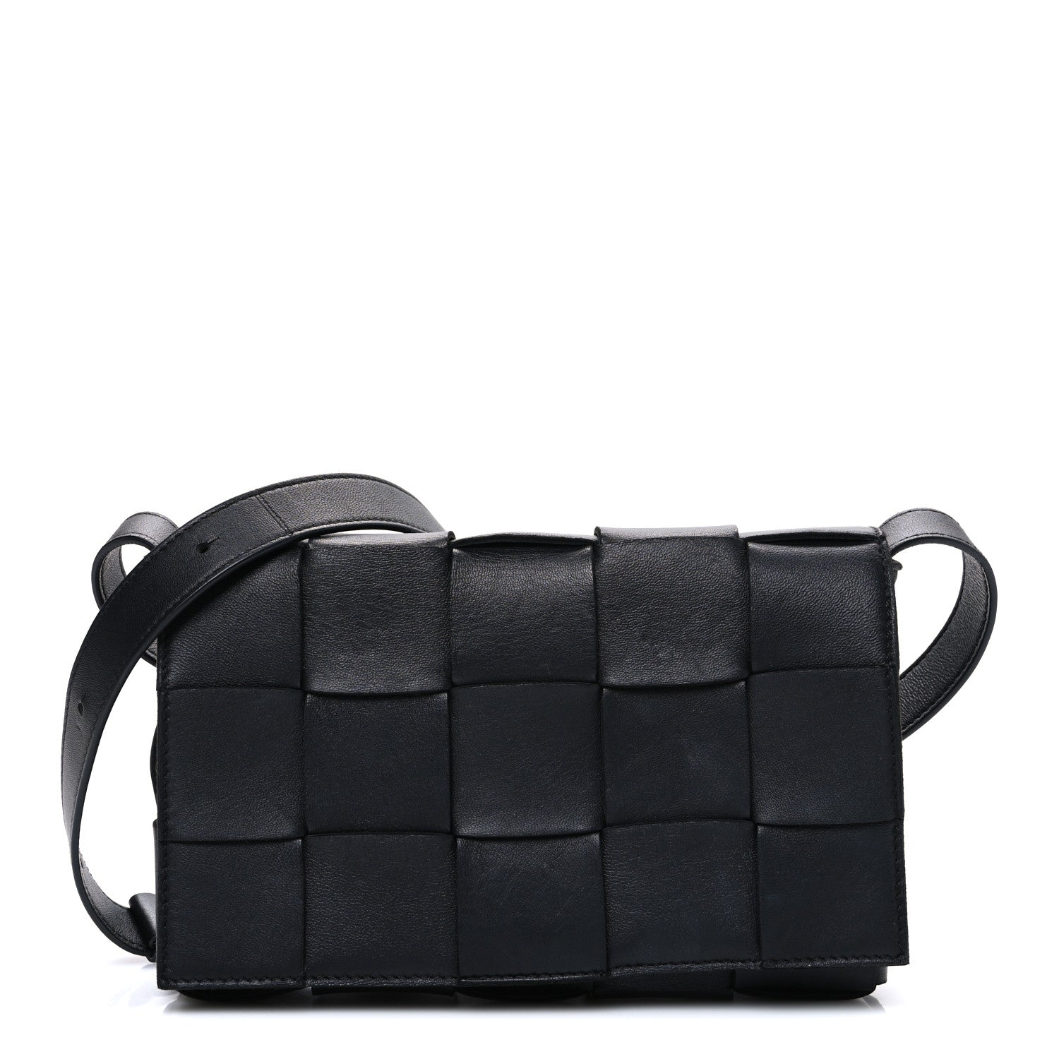 Bottega Veneta Lambskin Maxi Intrecciato Cassette Crossbody Bag Black 1 of 12
