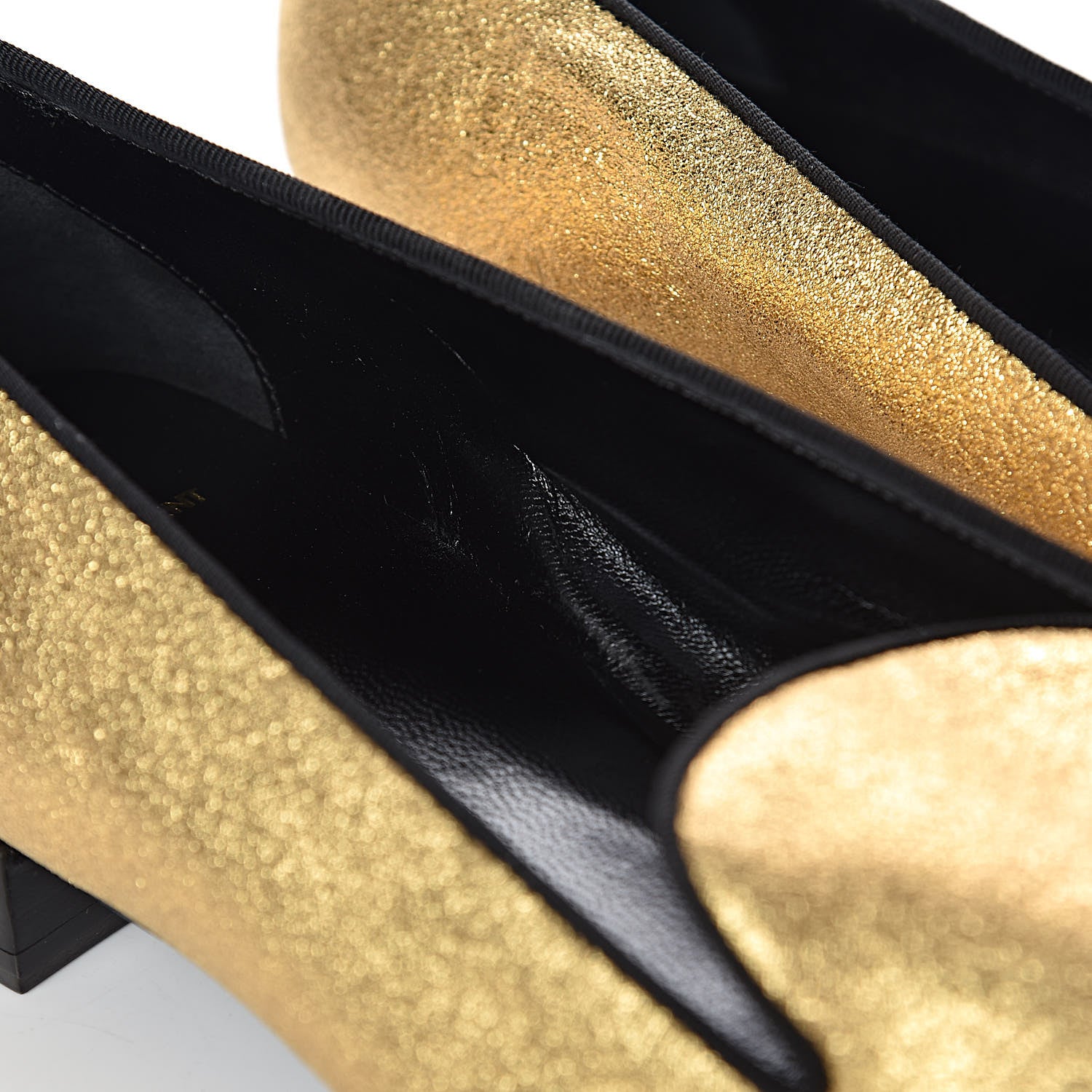 Saint Laurent Metallic Calfskin Smoking Slipper Flat Loafers 38 Gold 11 of 14