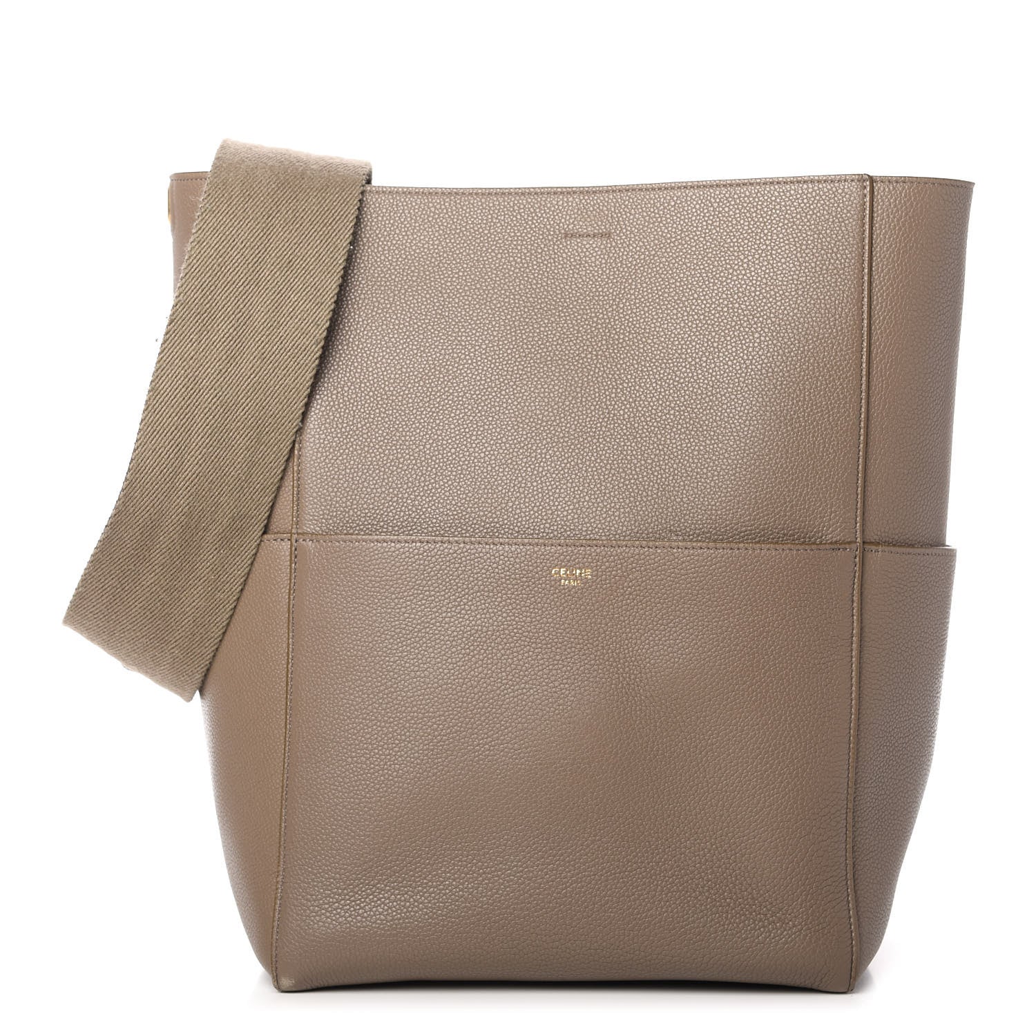 Celine Soft Grained Calfskin Sangle Bucket Bag Taupe 1 of 8