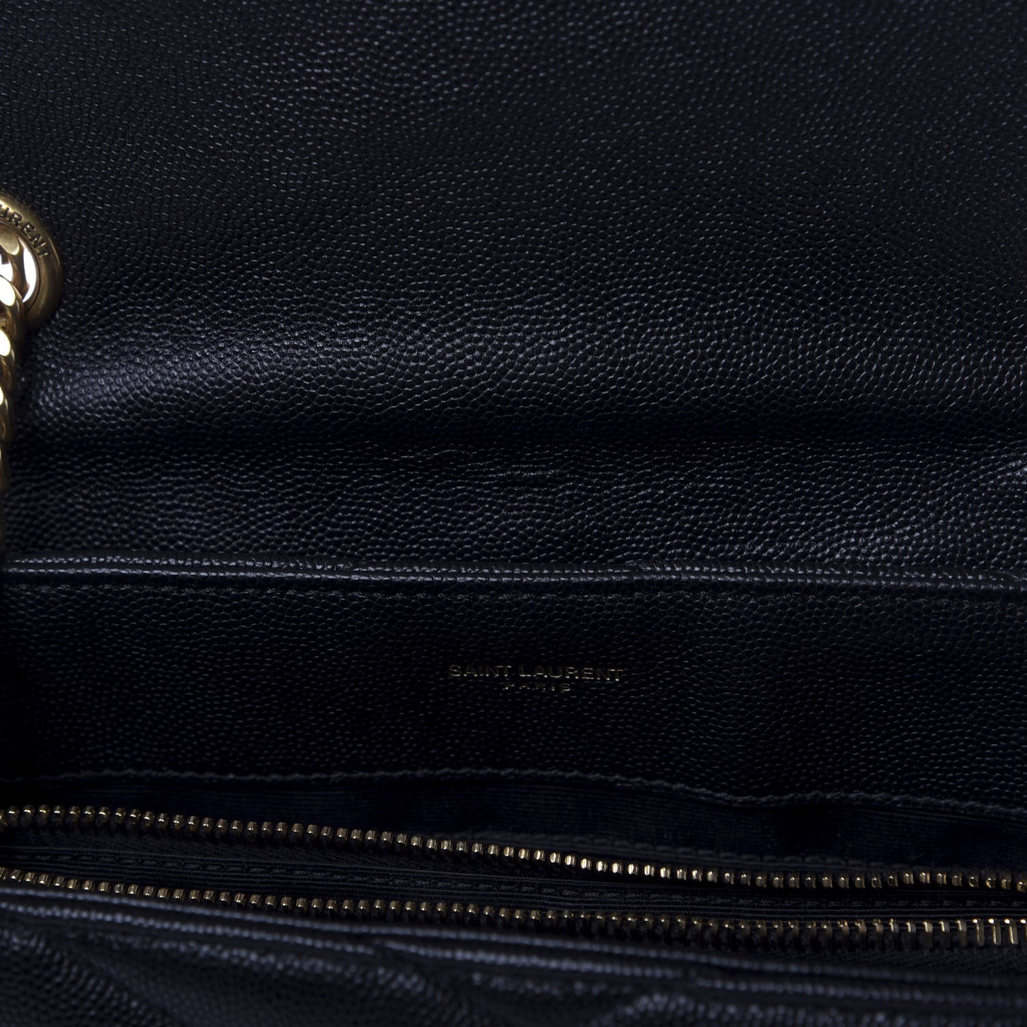 Saint Laurent Grain de Poudre Calfskin Y Quilted Monogram Medium Loulou Chain Satchel Black 9 of 10