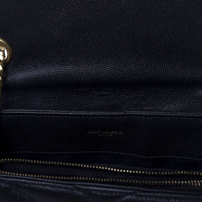 Saint Laurent Grain de Poudre Calfskin Y Quilted Monogram Medium Loulou Chain Satchel Black 9 of 10