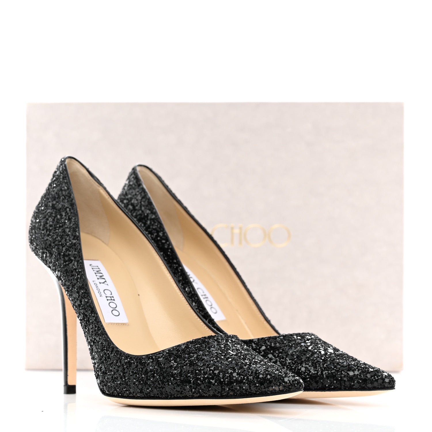 Jimmy Choo Coarse Glitter Abel 100 Pumps 37.5 Black 8 of 8