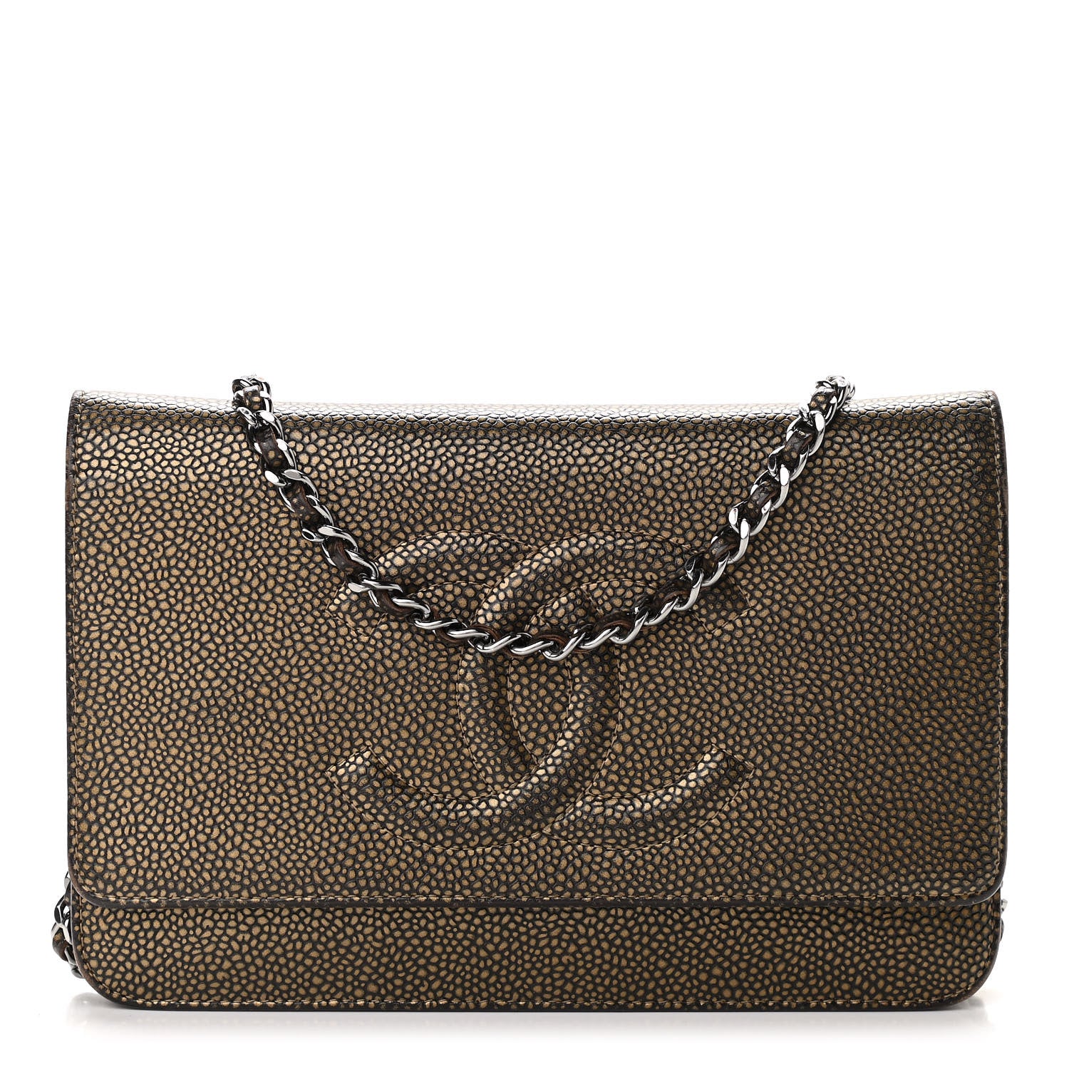 Chanel Metallic Caviar Timeless CC Wallet On Chain WOC Bronze 1 of 14