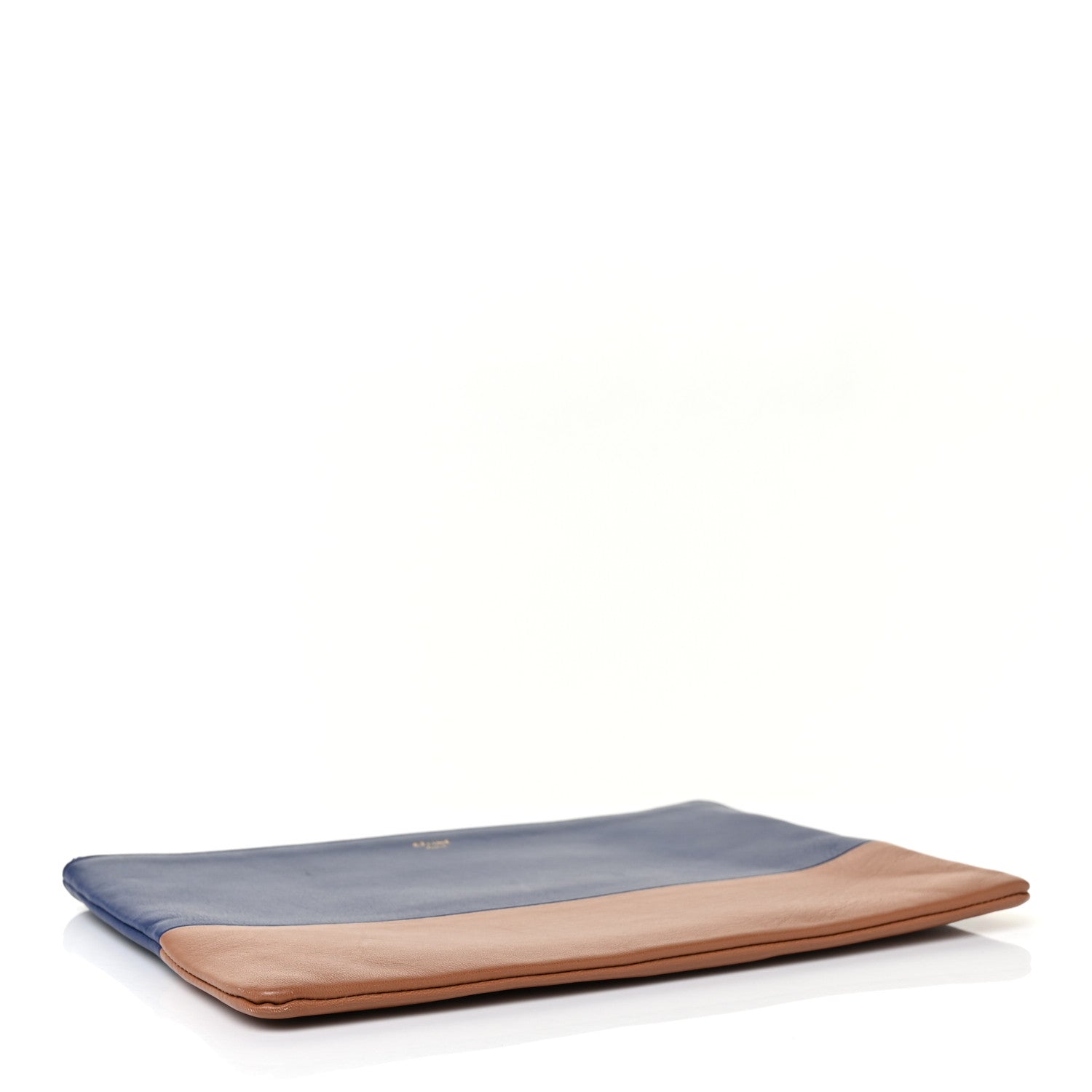 Celine Smooth Lambskin Bi-Color Solo Clutch Pouch Royal Blue Khaki 3 of 8