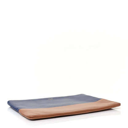 Celine Smooth Lambskin Bi-Color Solo Clutch Pouch Royal Blue Khaki 3 of 8