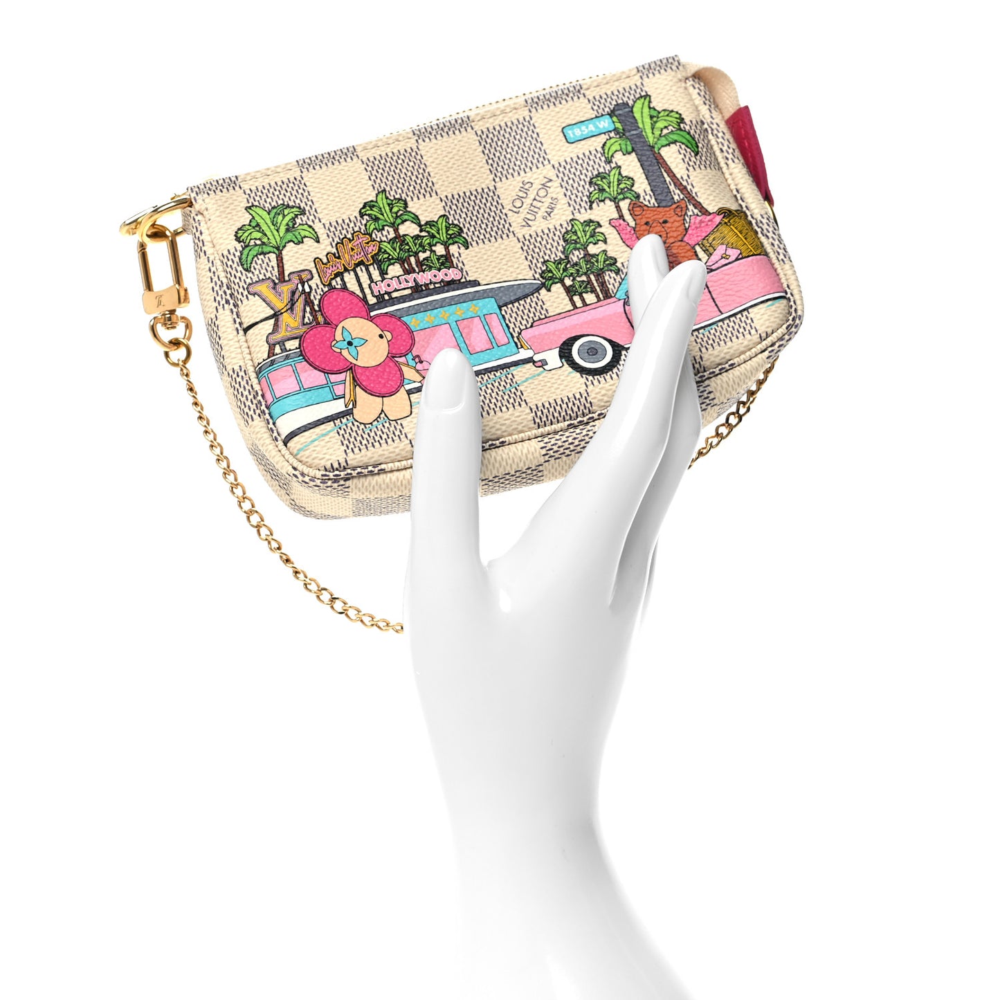 Damier Azur 2021 Christmas Animation Hollywood Mini Pochette Accessories Fuchsia