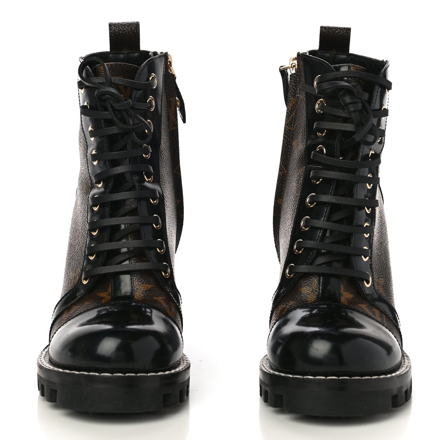 Patent Calfskin Monogram Star Trail Ankle Boots 37 Black