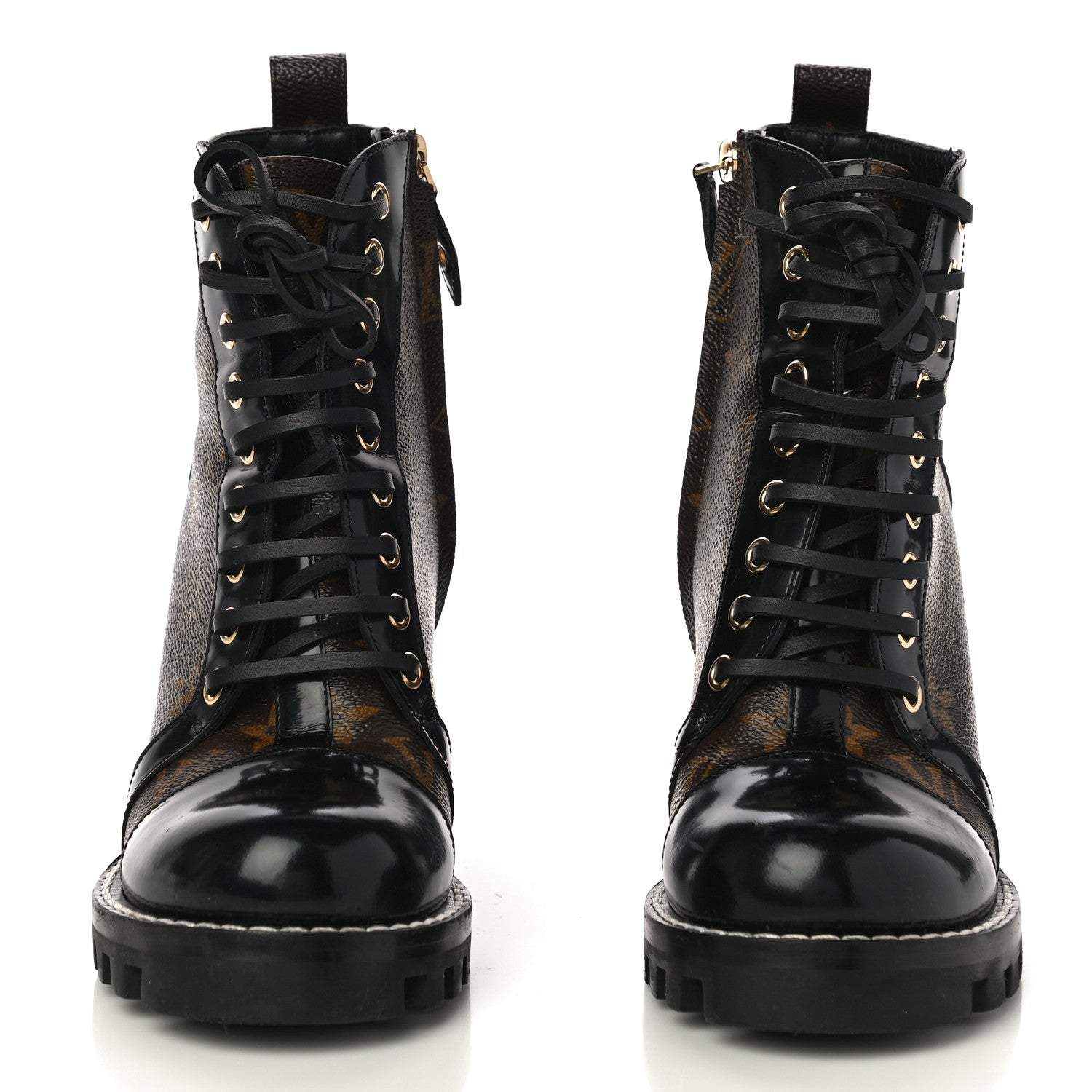 Louis Vuitton Patent Calfskin Monogram Star Trail Ankle Boots 37 Black 2 of 11