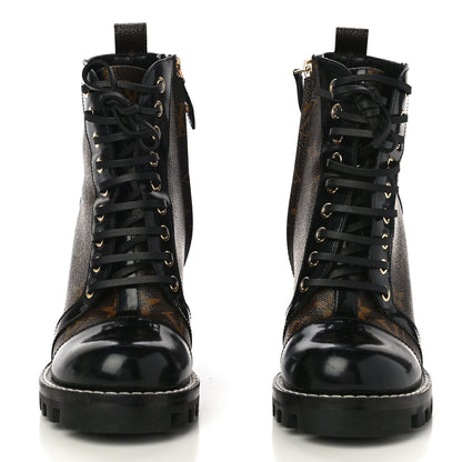 Louis Vuitton Patent Calfskin Monogram Star Trail Ankle Boots 37 Black 2 of 11