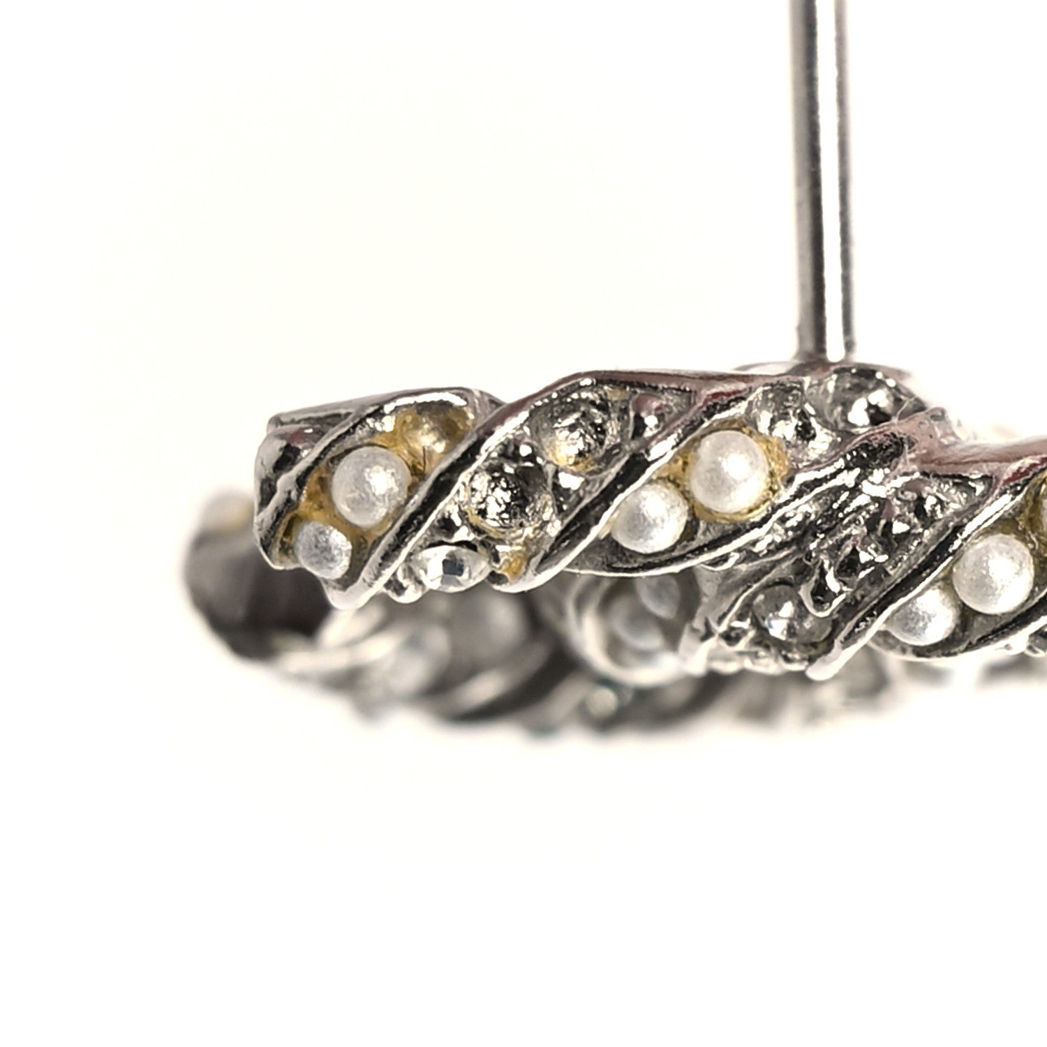 Chanel Crystal Twisted CC Earrings Silver 5 of 5