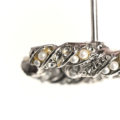 Chanel Crystal Twisted CC Earrings Silver 5 of 5