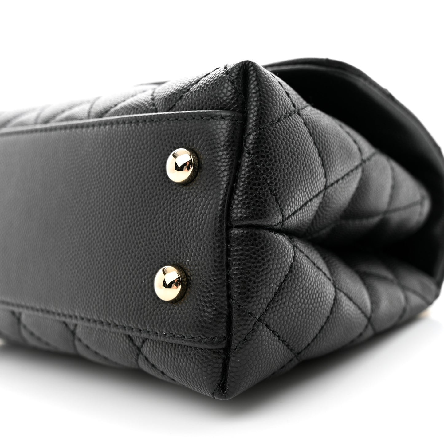 Caviar Quilted Mini Coco Handle Flap Black