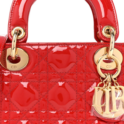 Christian Dior Patent Cannage Mini Lady Dior Red 7 of 10