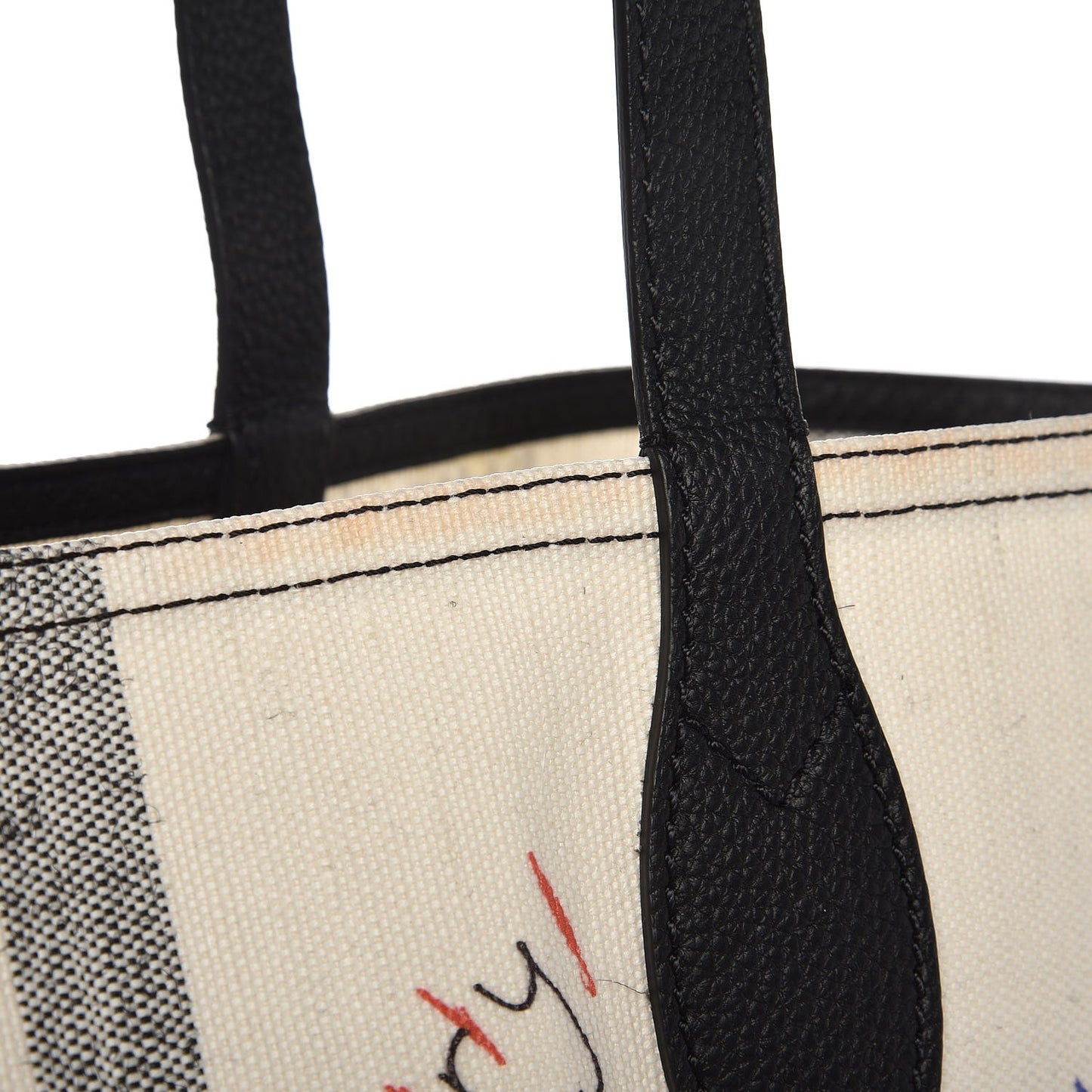 Coated Canvas Mega Check Sketchbook Reversible Tote White Black