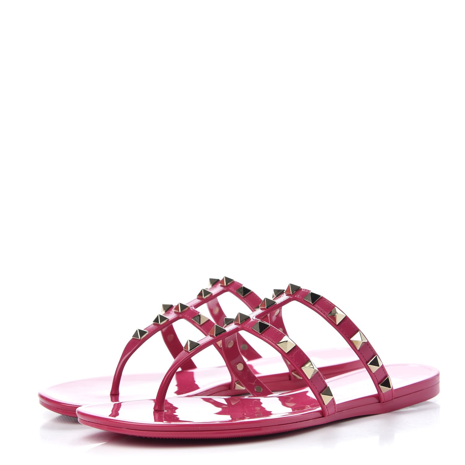 Valentino Garavani PVC Jelly Rockstud Caged Flat Thong Sandals 36 Blossom 3 of 10
