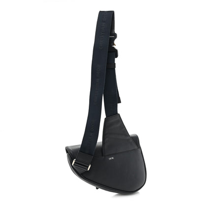 Christian Dior Grained Calfskin Saddle Bag Navy Blue 3 of 11
