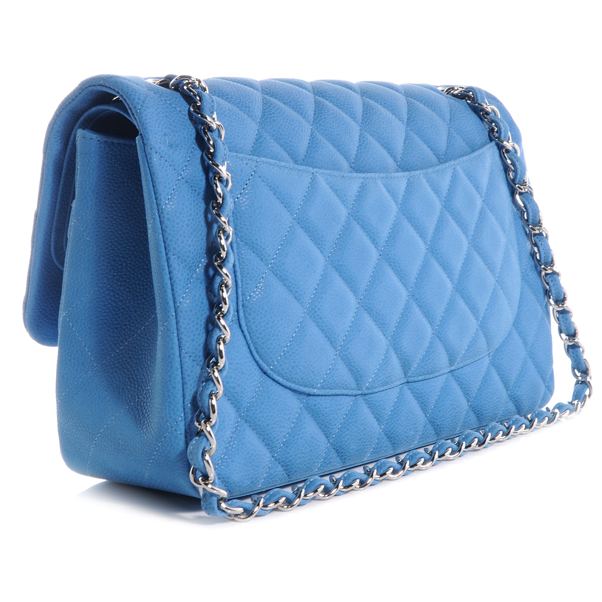 Chanel Iridescent Caviar Jumbo Double Flap Blue 3 of 8
