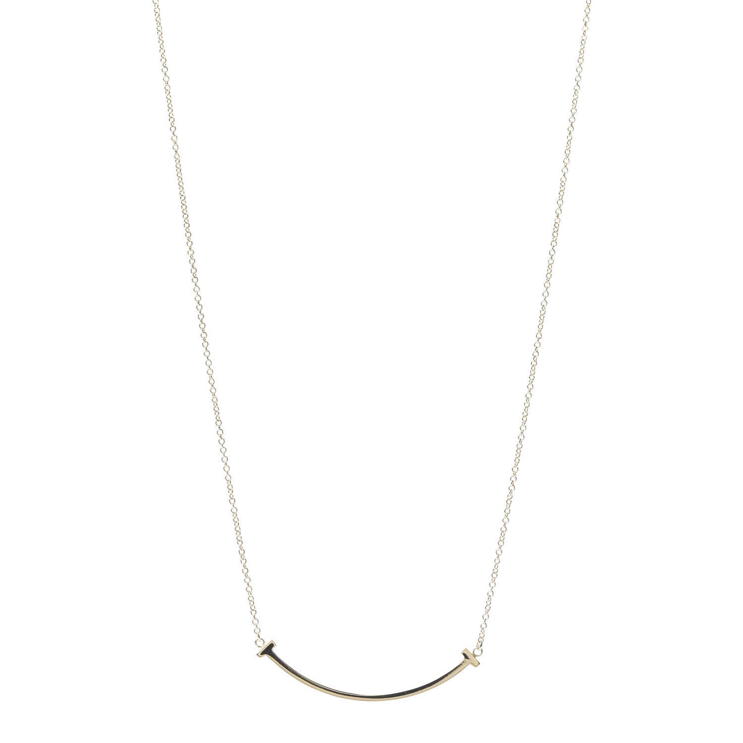 18K Yellow Gold Small T Smile Pendant Necklace