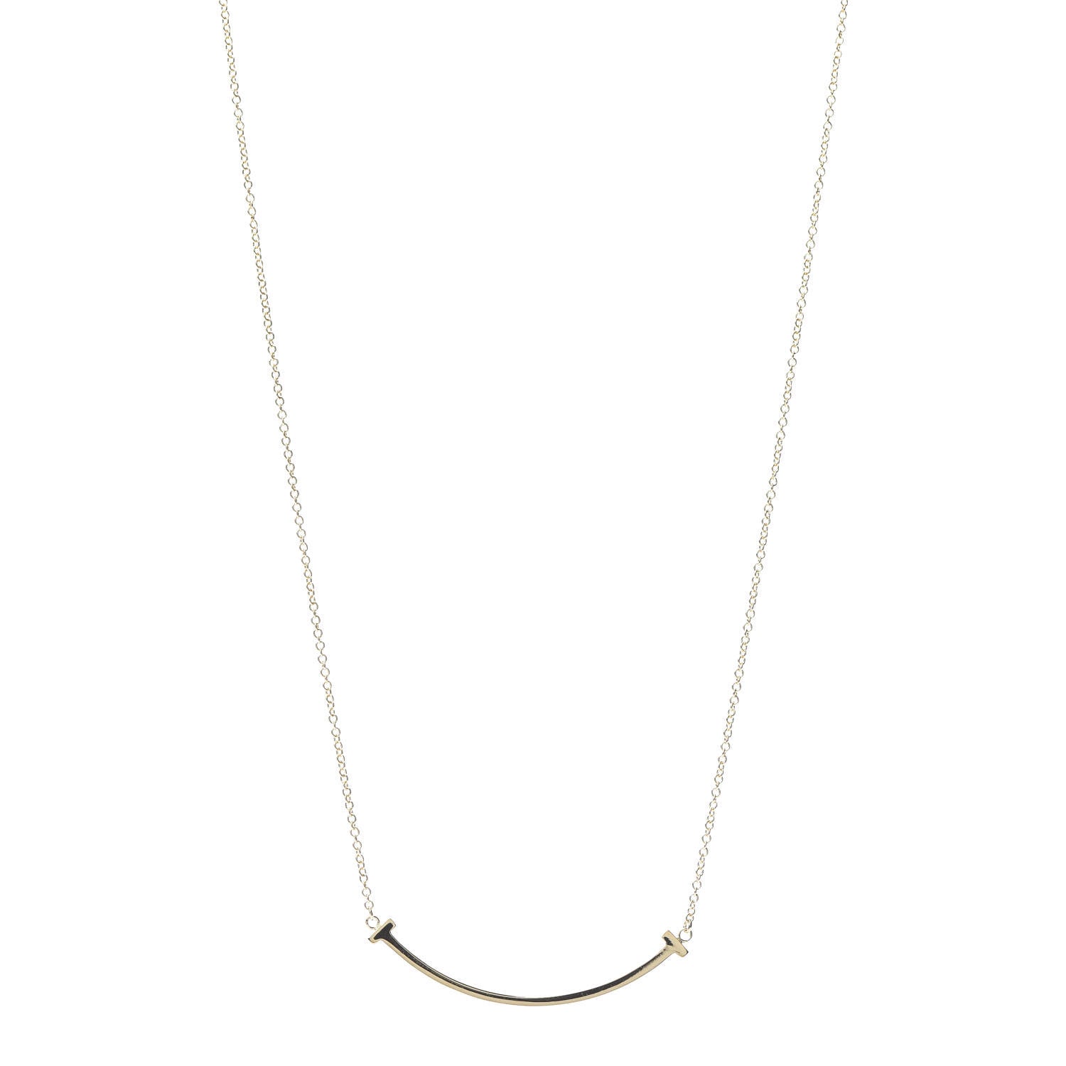 Tiffany 18K Yellow Gold Small T Smile Pendant Necklace 1 of 4