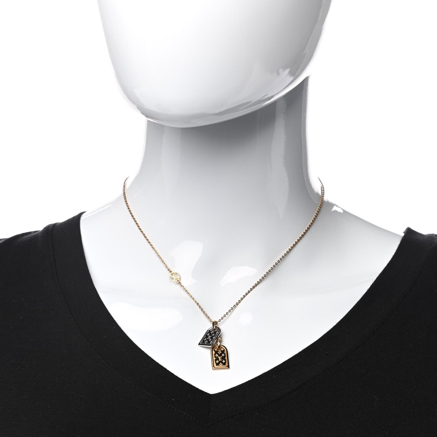Louis Vuitton Nanogram Name Tag Necklace Gold 2 of 5