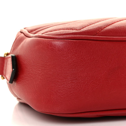 Gucci Calfskin Matelasse Mini GG Marmont Chain Shoulder Bag Hibiscus Red 7 of 8