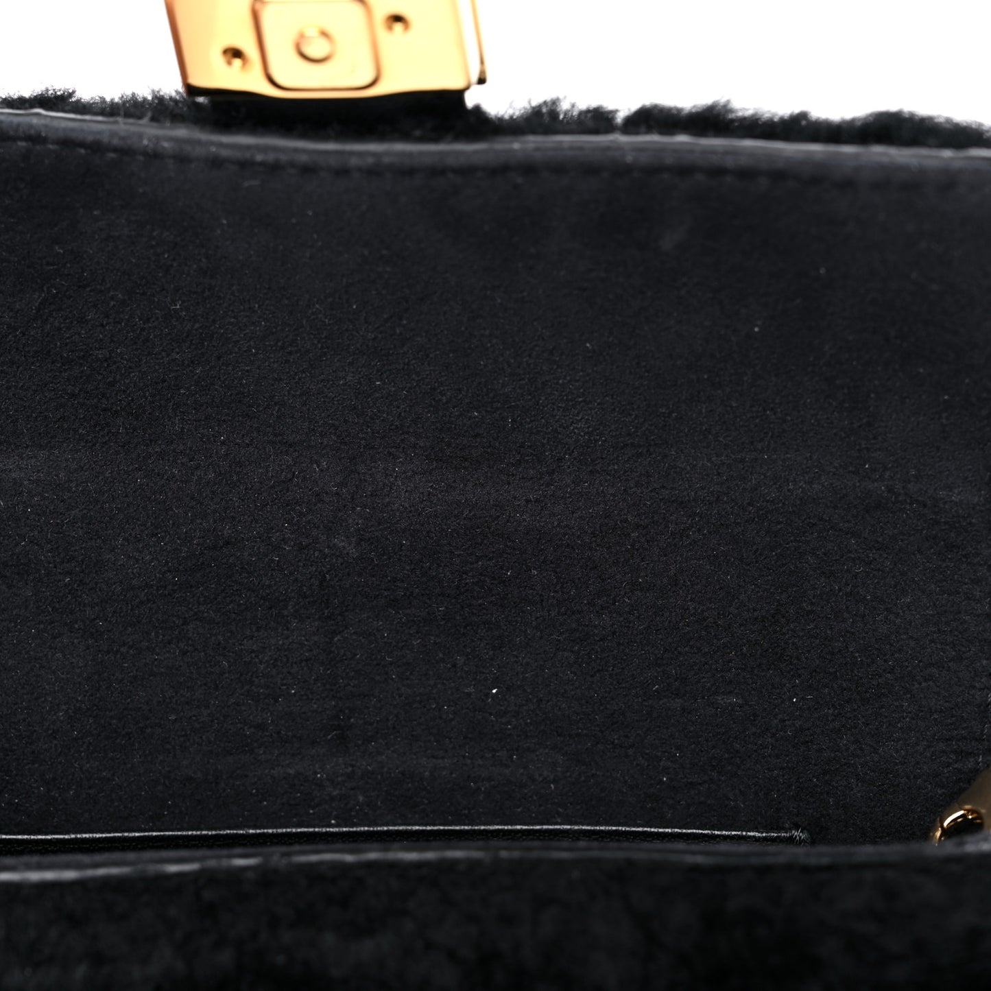 Shearling Shiny Nappa Micro Baguette Black