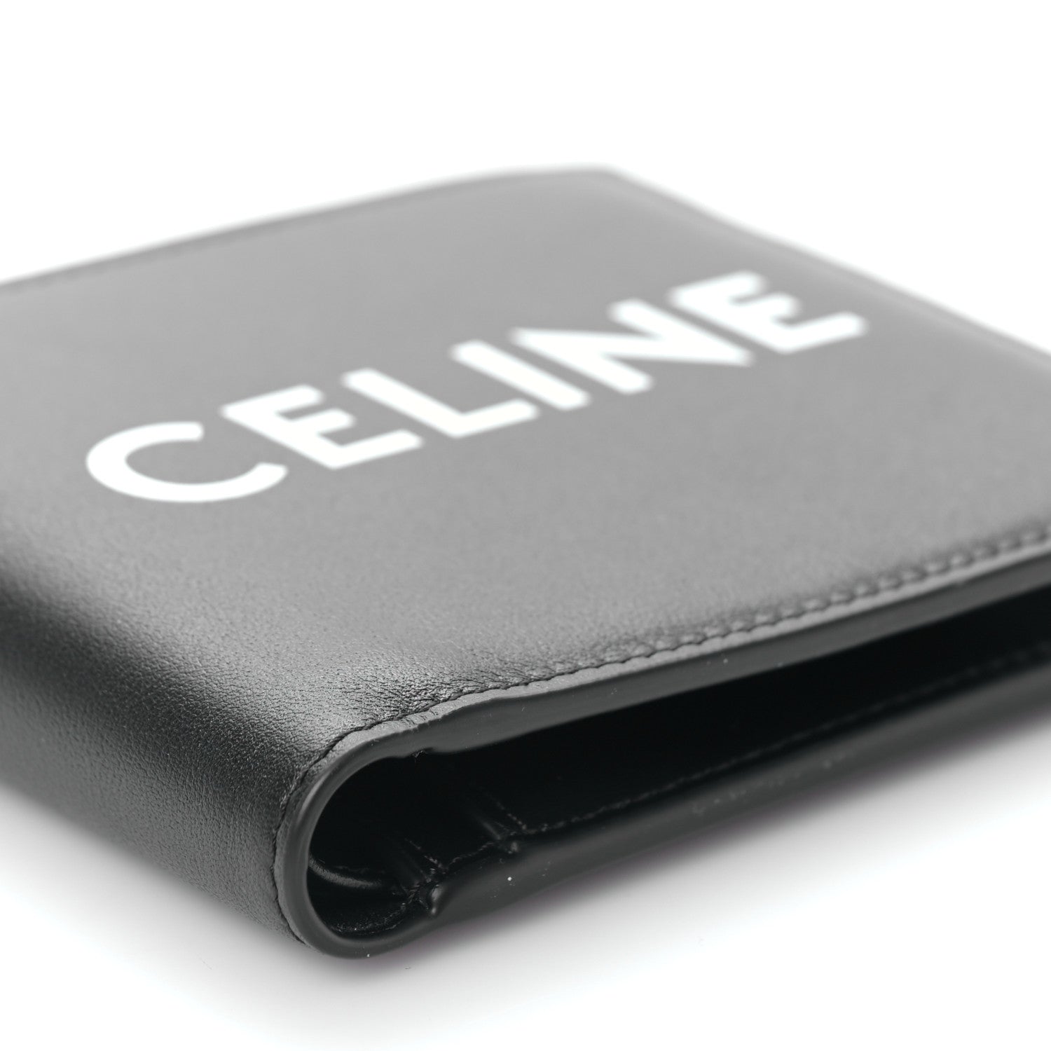 Celine HOMME Calfskin Logo Bi-Fold Wallet Black 8 of 9