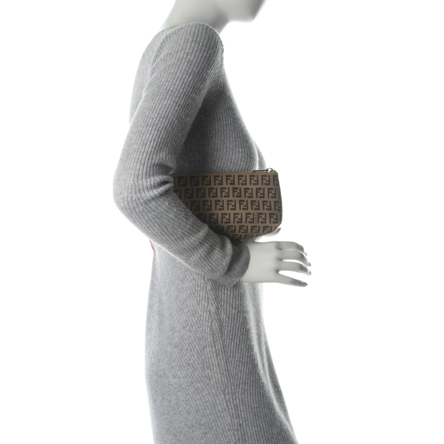 Fendi Zucchino Spalmati Forever Large Cosmetic Pouch Tobacco 2 of 8
