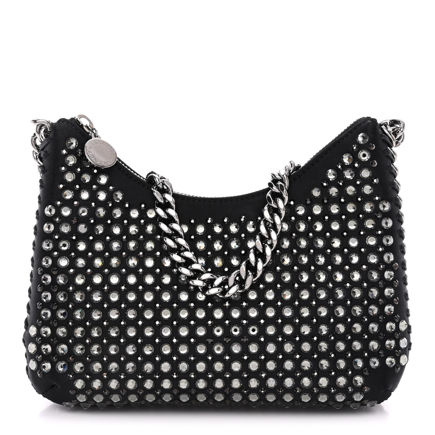 Stella McCartney Nylon Crystal Mini Falabella Zipped Shoulder Bag Black 1 of 11