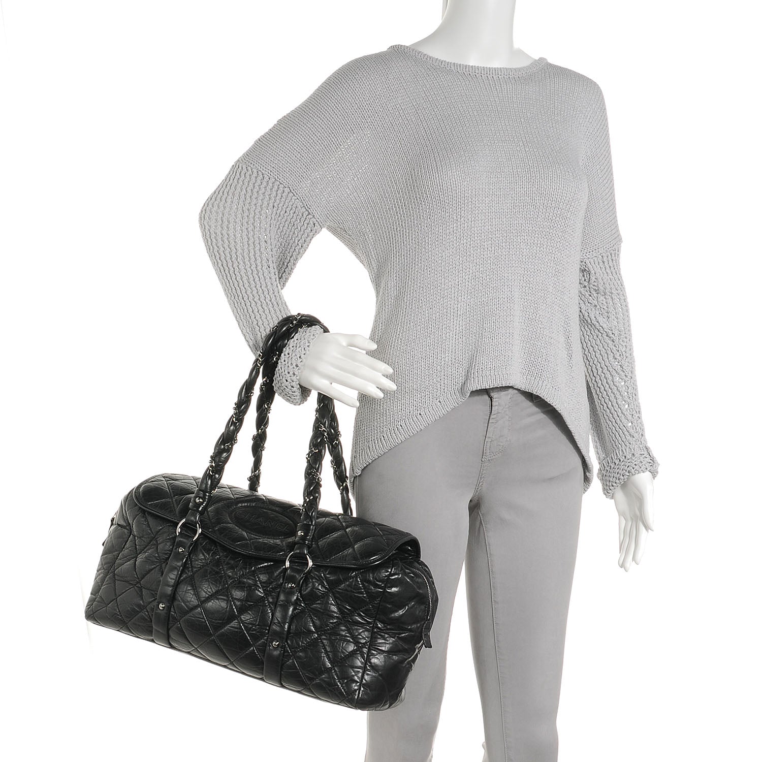 Chanel Distressed Lambskin Lady Braid Flap Tote Black 2 of 8