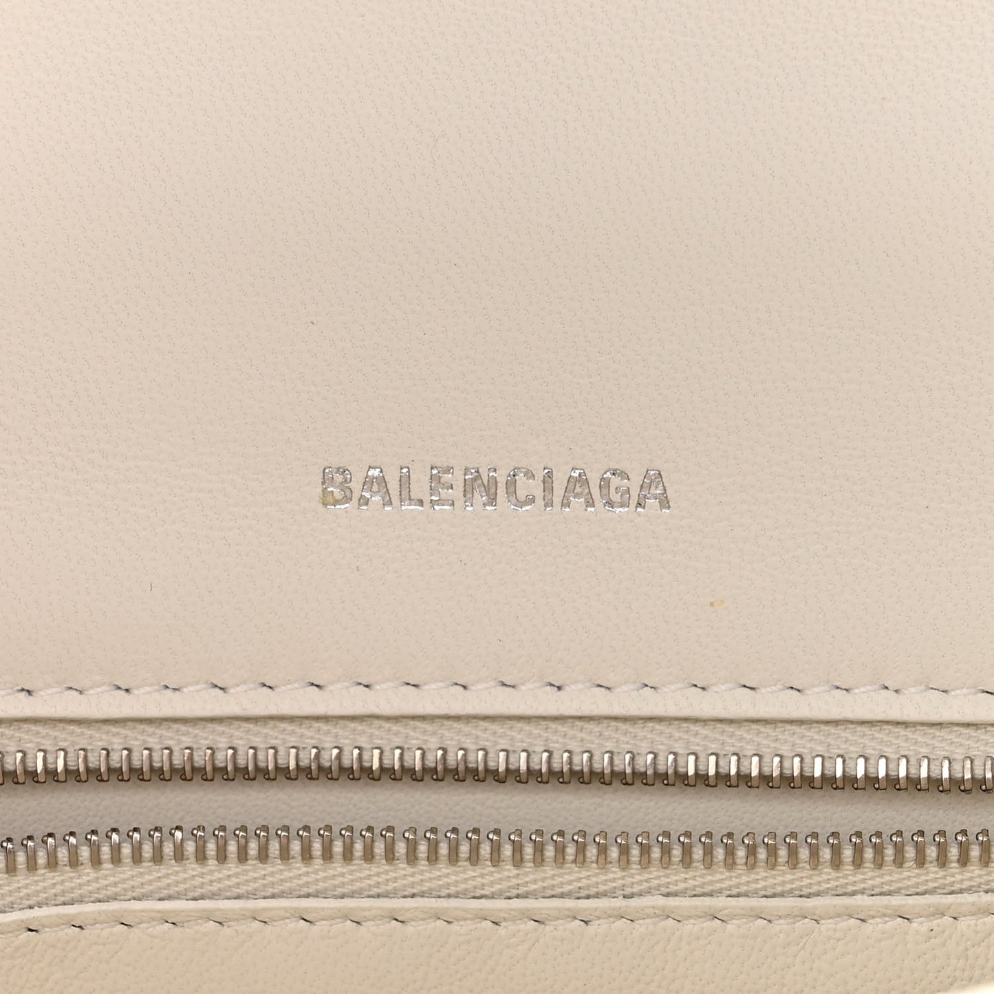 Grained Calfskin Small Hourglass Top Handle Bag White