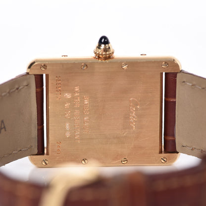 Cartier 18K Yellow Gold Alligator 26mm Tank Louis Quartz Watch Brown 6 of 11