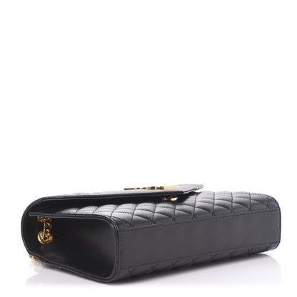 Saint Laurent Grain De Poudre Textured Mixed Matelasse Triquilt Medium Monogram Satchel Black 4 of 9