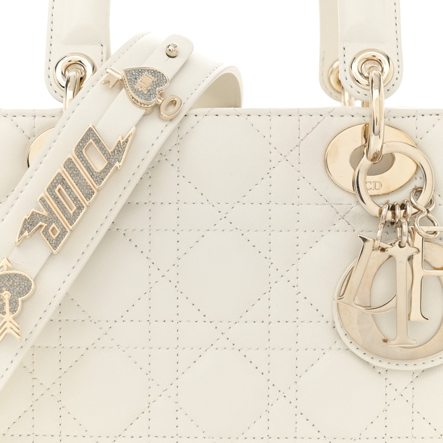 Christian Dior Lambskin Cannage Small My ABCDior Lady Dior White 8 of 14