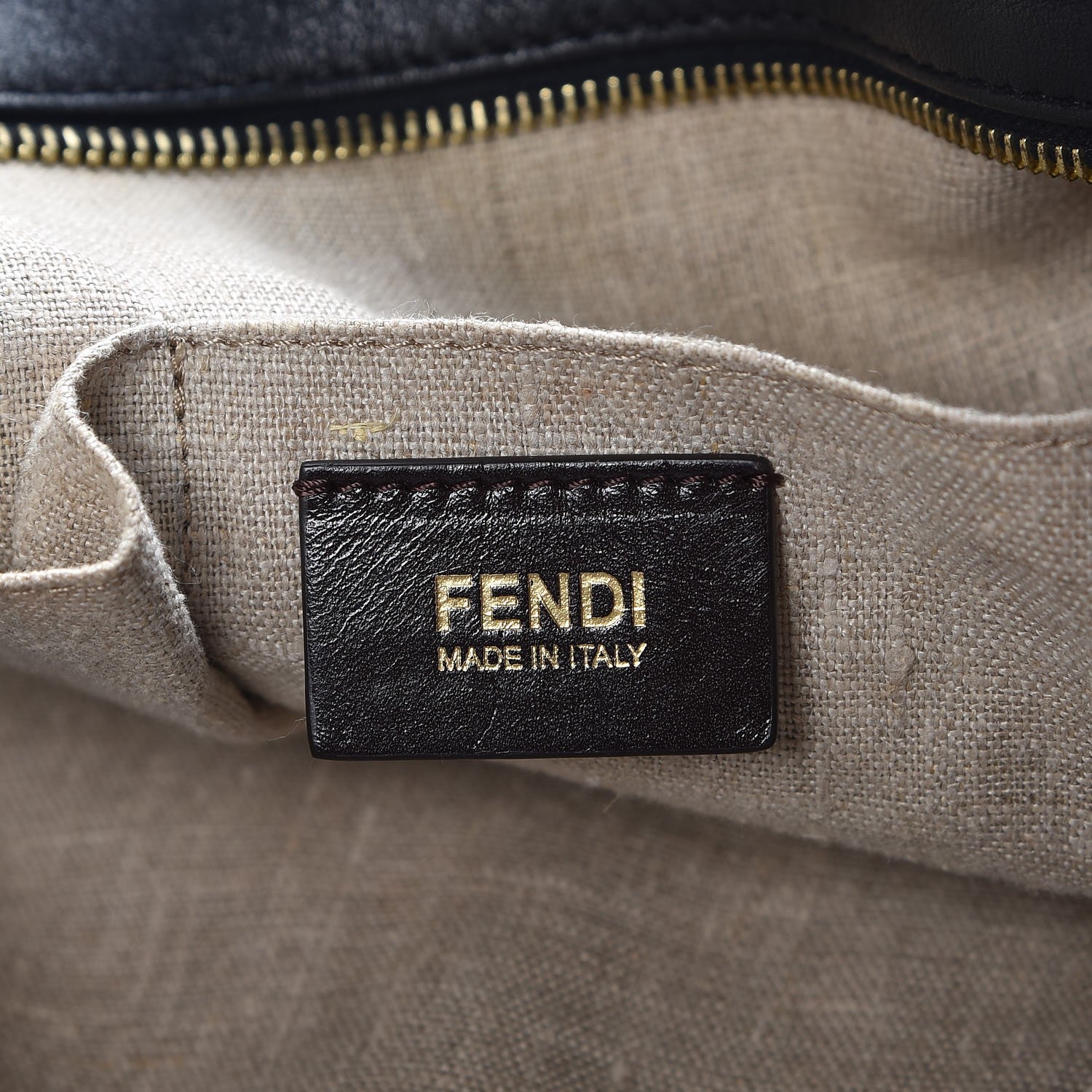 Fendi Pequin Cuoio Vegetale Shoulder Tote Tobacco Black Cuoio 6 of 9