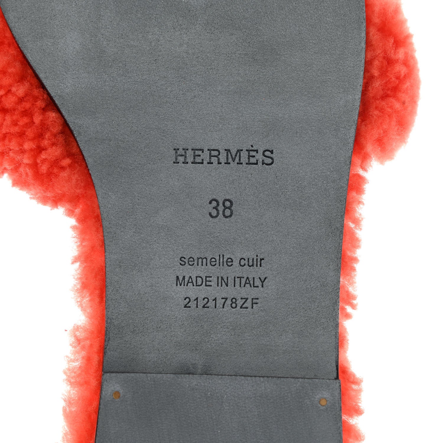 Hermes Woolskin Oran Sandals 38 Orange 7 of 7