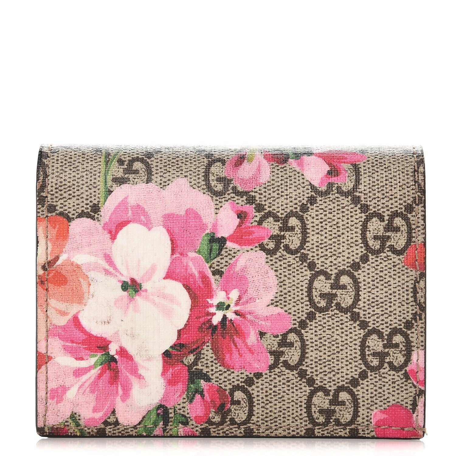 Gucci GG Supreme Monogram Blooms Card Case Beige Multicolor Dry Rose 1 of 8